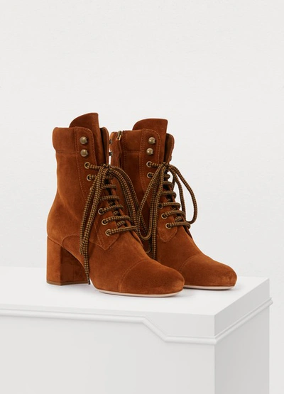 Shop Miu Miu Suede Ankle Boots In Palissandro