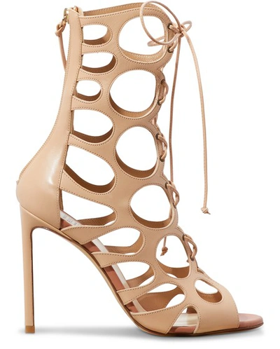 Shop Francesco Russo Cut Laced Boots In Nude