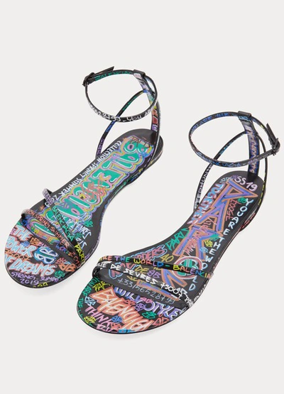 Shop Balenciaga Graffiti Sandals In 1187