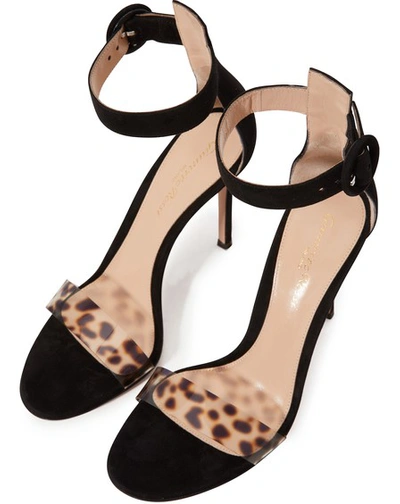 Shop Gianvito Rossi Portofino Sandals In Leopard Print+black