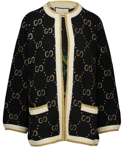 Shop Gucci Gg Wool Jacket In Black / Gold