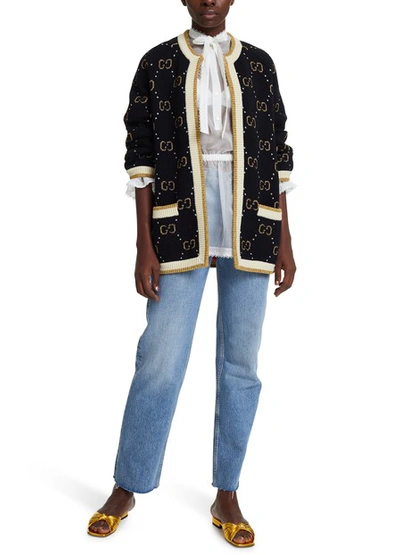 Shop Gucci Gg Wool Jacket In Black / Gold