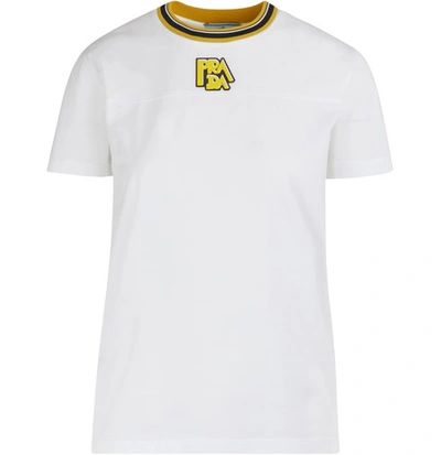 Shop Prada Short-sleeved T-shirt In Bianco+giallo