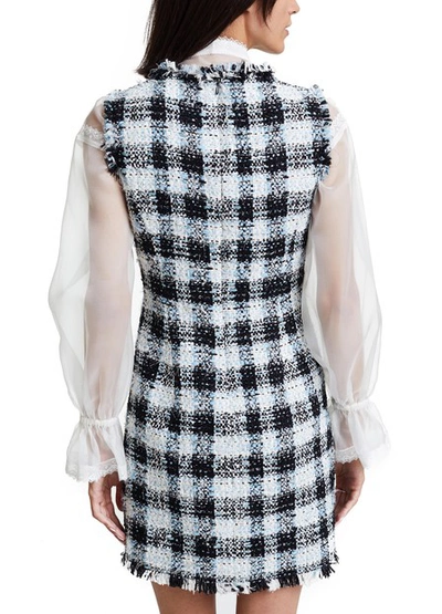 Shop Alexander Mcqueen Tweed Dress In Light Blue