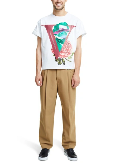 Shop Valentino T-shirt With V Face Rose In White