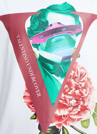 Shop Valentino T-shirt With V Face Rose In White