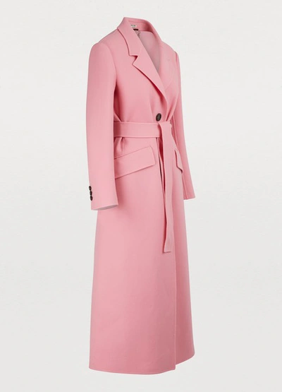 Shop Miu Miu Wool Maxi Coat In Pink