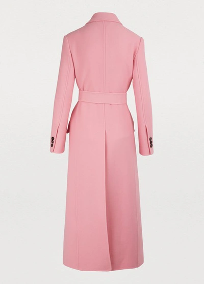 Shop Miu Miu Wool Maxi Coat In Pink