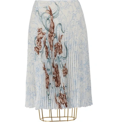 Shop Prada Pleated Midi Skirt In Multicolor
