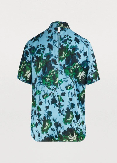 Shop Erdem Karola Top In Blue/green