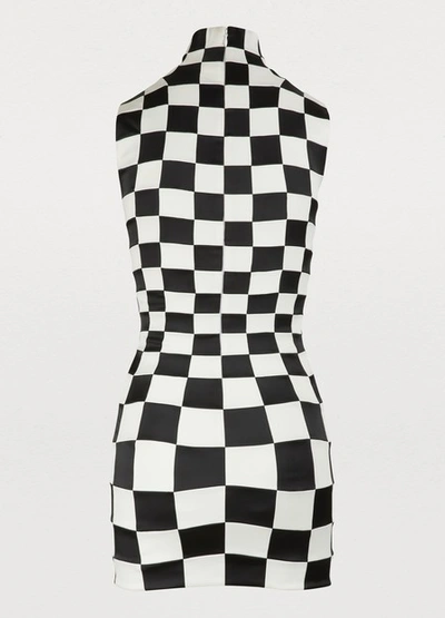 Shop Balenciaga 3d Check Short Dress In Black / White
