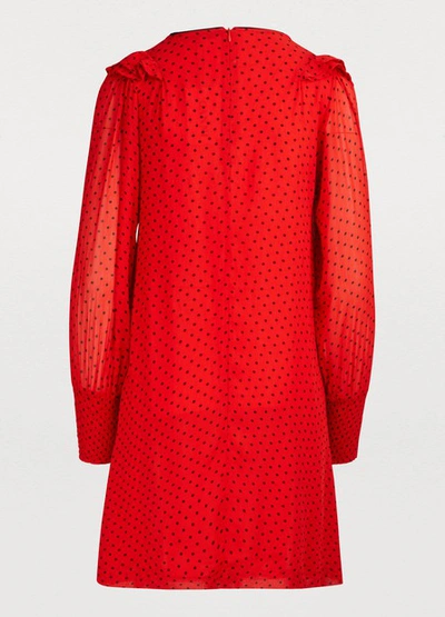 Shop Ganni Mullin Short Dress In Fiery Red
