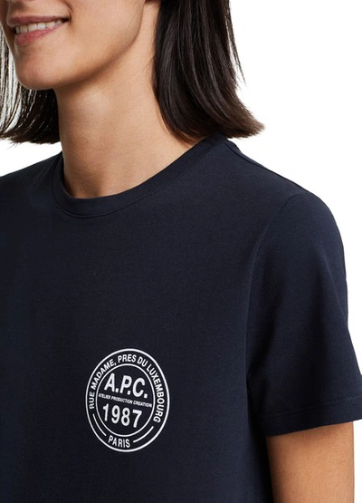 Shop Apc Tess T-shirt In Dark Navy