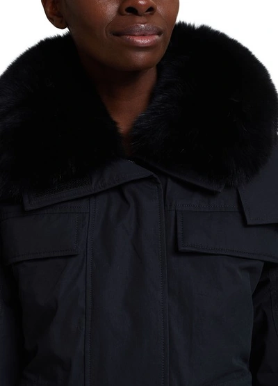 Shop Yves Salomon Short Coat In Noir