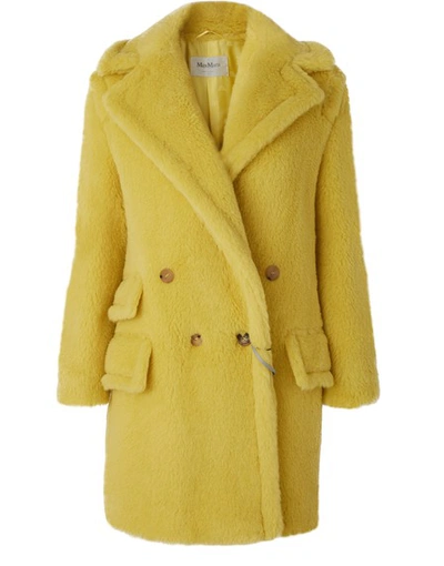 Shop Max Mara Adenia Alpaca And Wool Coat In Yellow
