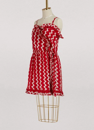 Shop Stella Mccartney Amanda Silk Dress In 6568 - Bone+lover Red