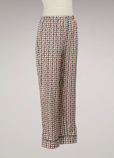 Shop Prada Silk Pajamas In Black /red