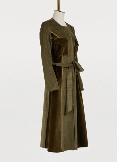 Shop Jour/né Corduroy Army Dress In Khaki