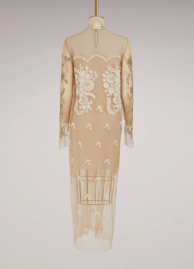 Shop Stella Mccartney Greta Tulle Dress In Camel