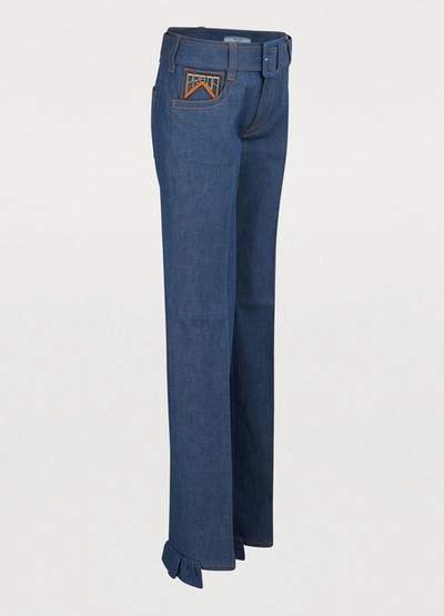 Shop Prada Pants With Belt In Denim