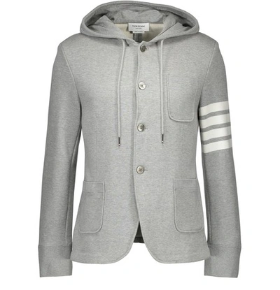 Shop Thom Browne 4-bar Hooded Blazer In Light Grey