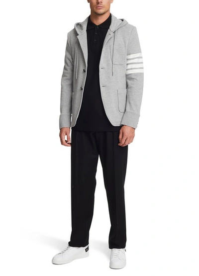 Shop Thom Browne 4-bar Hooded Blazer In Light Grey