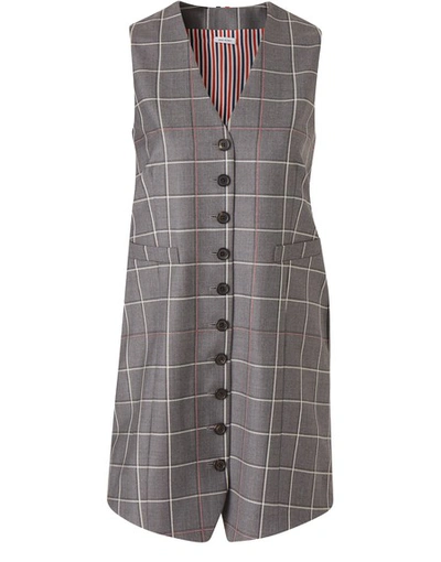 Shop Thom Browne Short Wool Dress In Med Grey