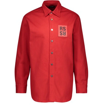 Shop Raf Simons Denim Shirt In Red