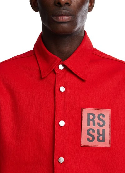 Shop Raf Simons Denim Shirt In Red