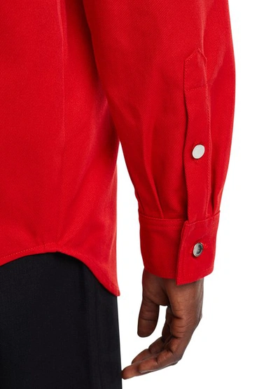 Shop Raf Simons Denim Shirt In Red