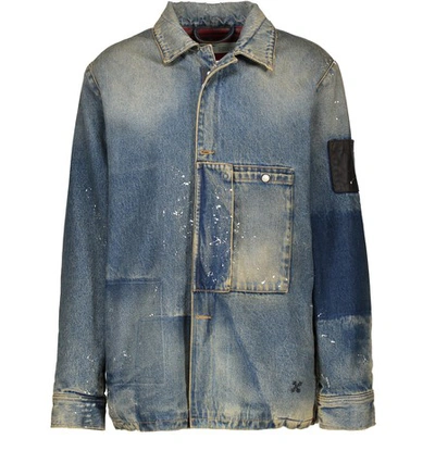 Shop Off-white Patched Denim Jacket In Black