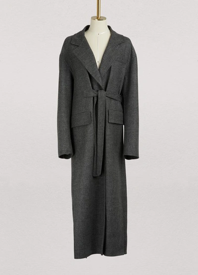 Shop Prada Long Coat In Grey
