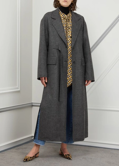 Shop Prada Long Coat In Grey