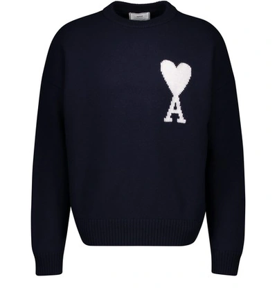 Shop Ami Alexandre Mattiussi Heart Jumper In Navy