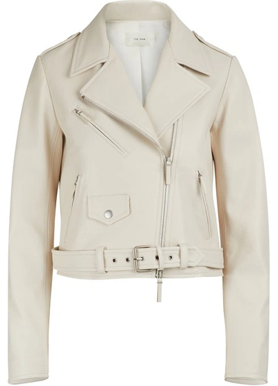 Shop The Row Perlin Leather Jacket In Off-white