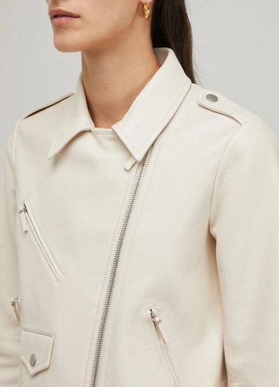 Shop The Row Perlin Leather Jacket In Off-white