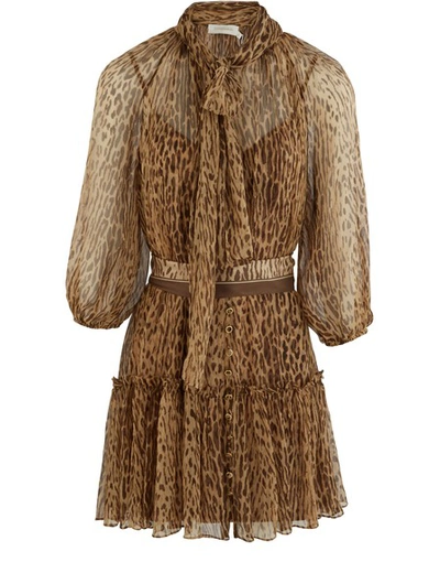 Shop Zimmermann Espionage Silk Dress In Animal