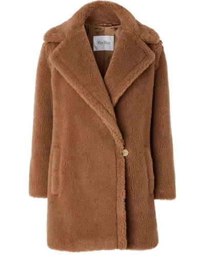 Max Mara Wool-silk Short Teddy Coat In Camel | ModeSens