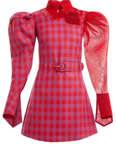 Shop Thebe Magugu Short Tartan Dress In Red