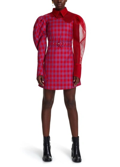Shop Thebe Magugu Short Tartan Dress In Red