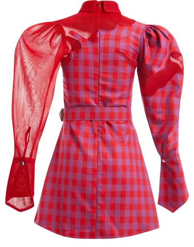 Shop Thebe Magugu Short Tartan Dress In Red