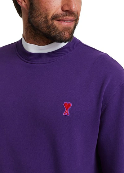 Shop Ami Alexandre Mattiussi Cotton Heart Sweatshirt In Violet