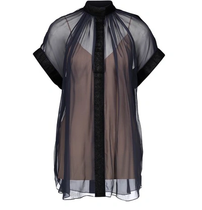 Shop Maison Rabih Kayrouz Transparent Blouse In Navy