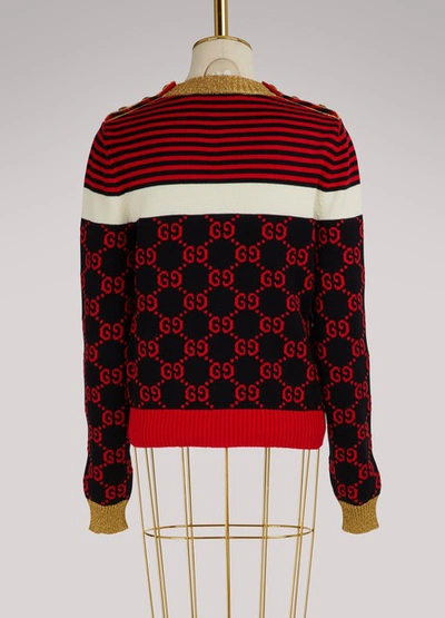 Shop Gucci Gg Striped Sweater In Ink/navy/multi