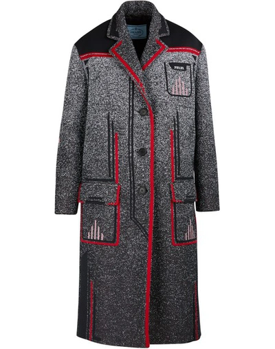 Shop Prada Mid-length Coat In Nero+rosso