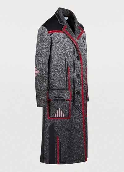 Shop Prada Mid-length Coat In Nero+rosso