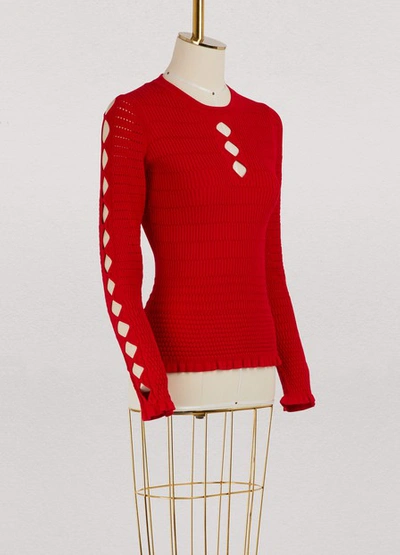 Shop Kenzo Sweater With Ruffles In Medium Red