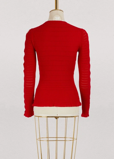 Shop Kenzo Sweater With Ruffles In Medium Red