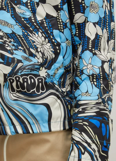 Shop Prada Printed Jacket In Turchese