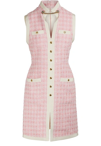 Shop Gucci Tweed Mini Dress In Pink